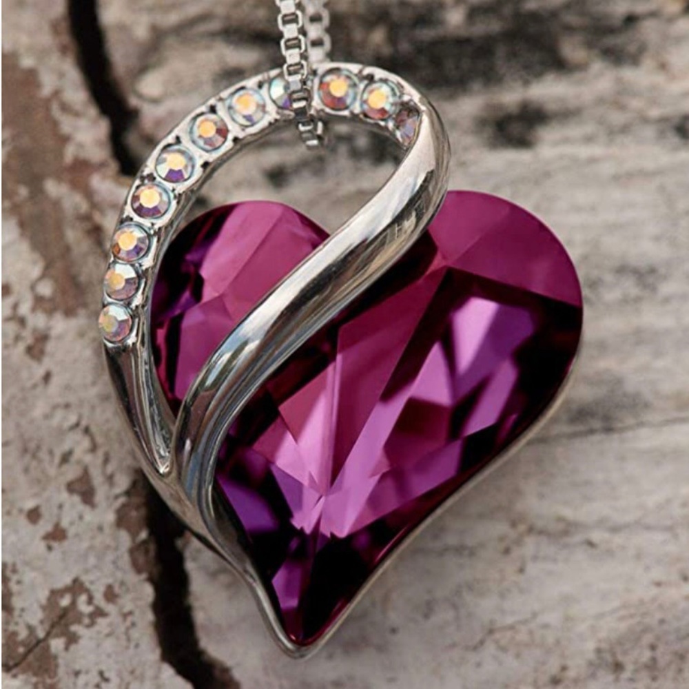 .♥️Crystal Heart  “it’s because of you that I know what love is” amethyst heart.